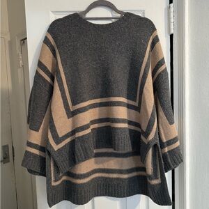 Derek Lam 10 Crosby Oversized Wool Grey Tan Sweater Size Large